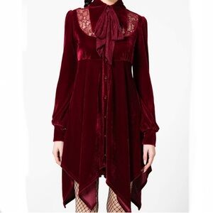 Killstar red velvet asymmetrical dress